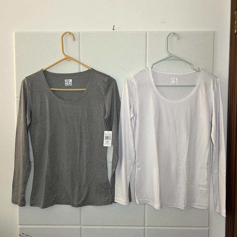 Thermal Under Layer Women’s 2-Pack Long Sleeve Scoop Neck Tee White Gray Med M